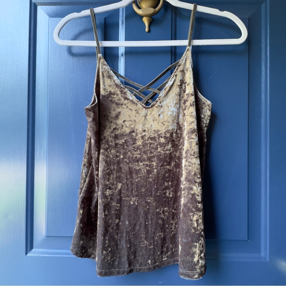 American Eagle bnwot {small} dark green crushed velvet strappy tank